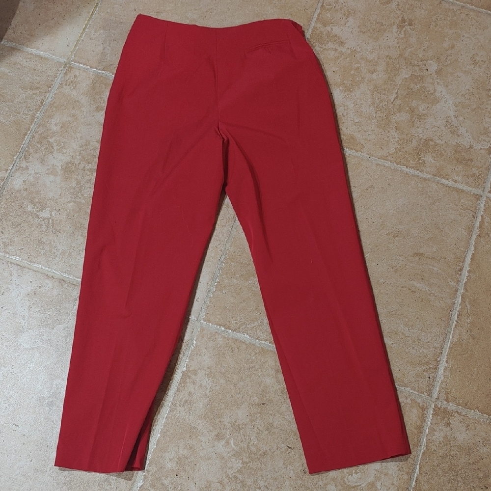Chic Red Side Zip Trousers